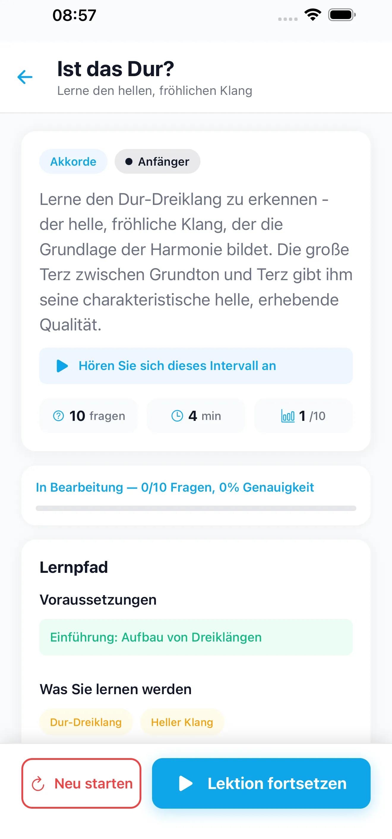 Lernen vor dem Quiz