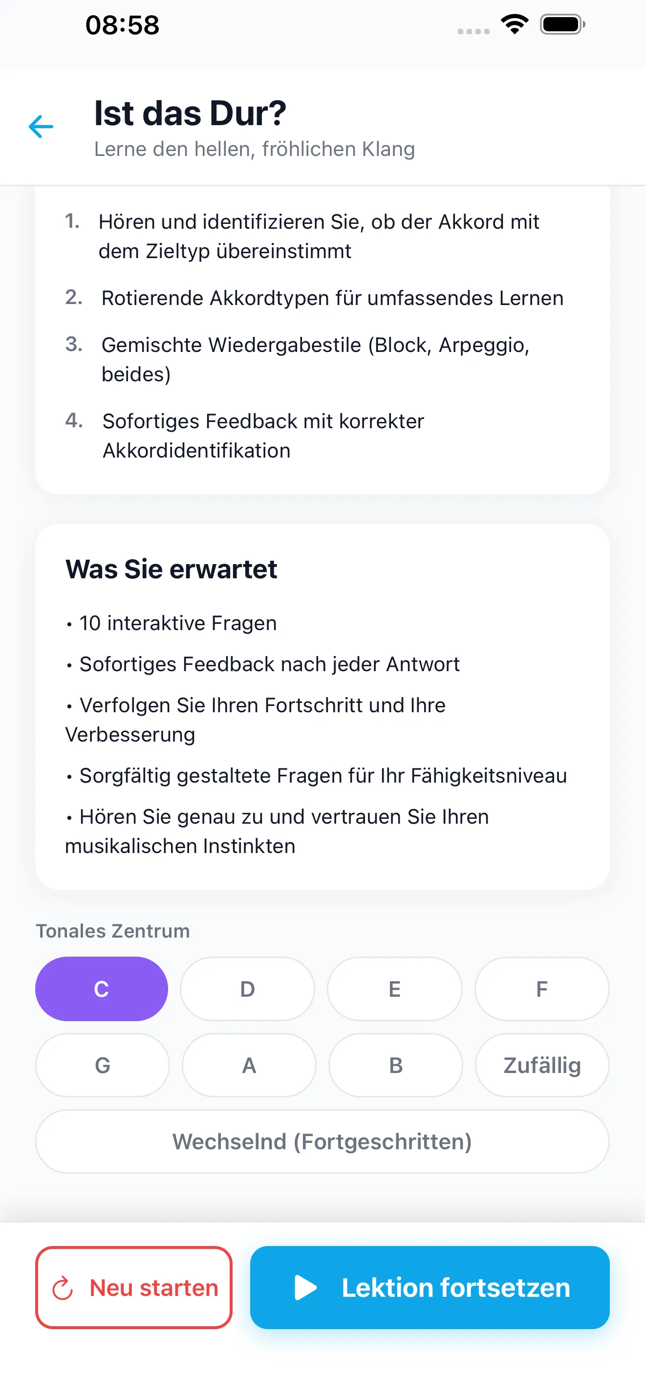 In jeder Tonart üben