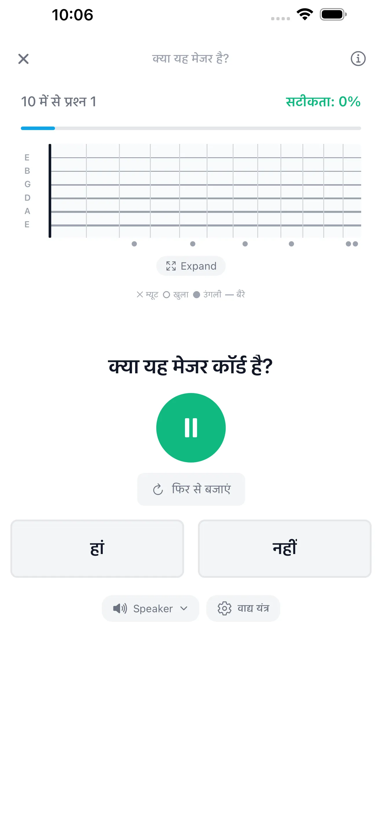 फ्रेटबोर्ड पर कॉर्ड देखें