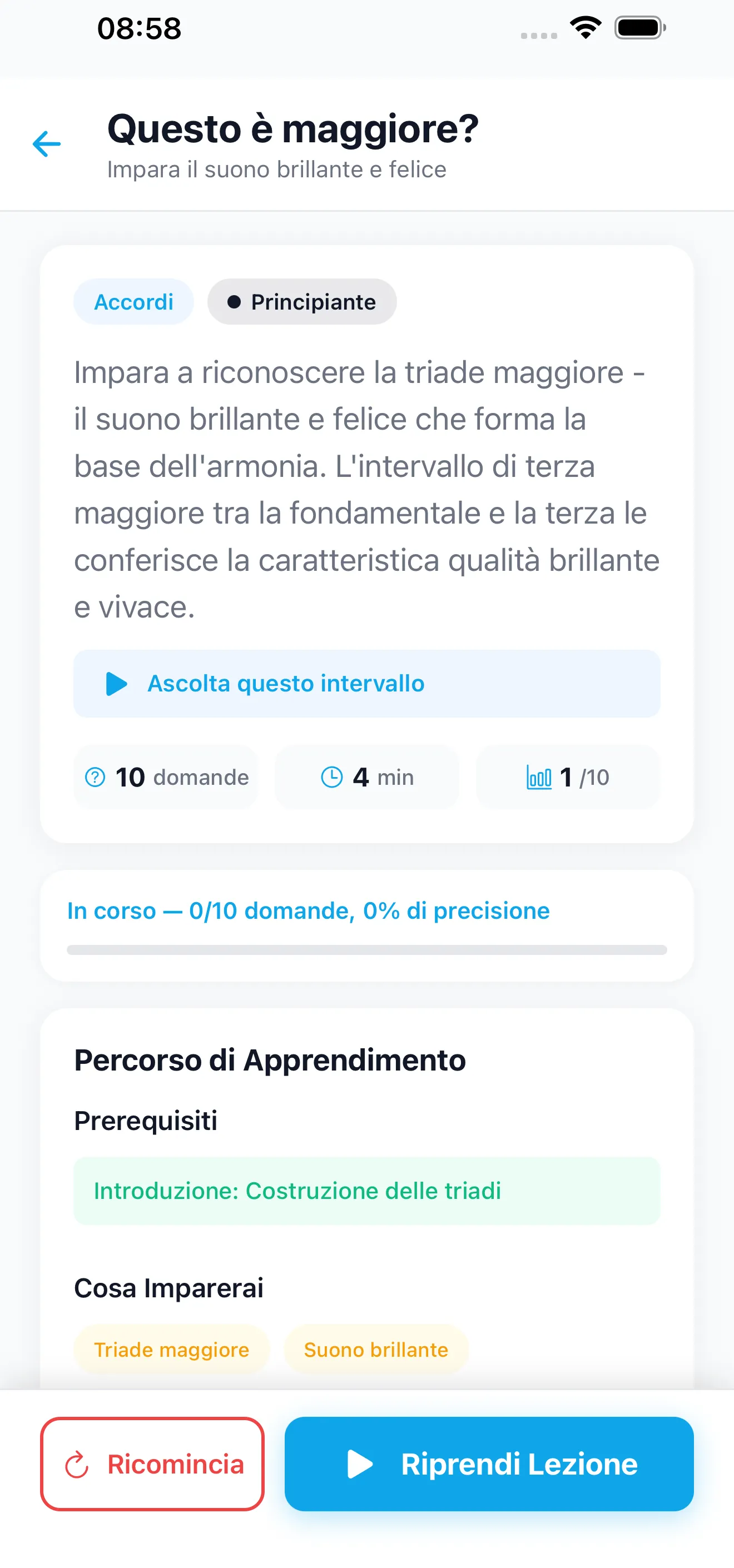 Impara Prima del Quiz